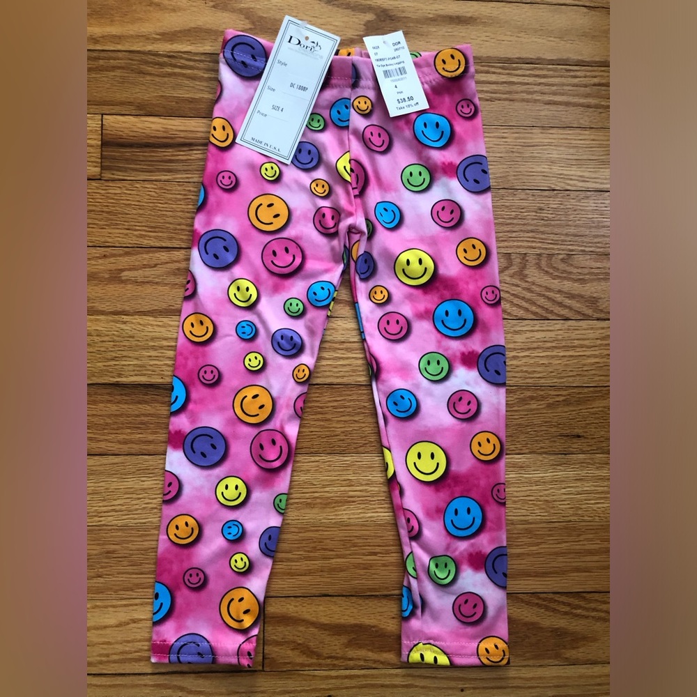 Dori Creations Pink Smiley Face Leggings